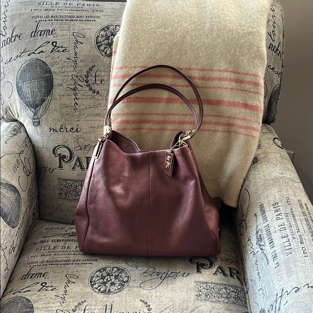 Red Coach Leather Shoulder Bag